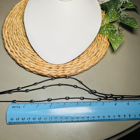 Nine West Silver Tone Beads, Triple Layered Black Cord Necklace 16”-18”. - Picture 10 of 10